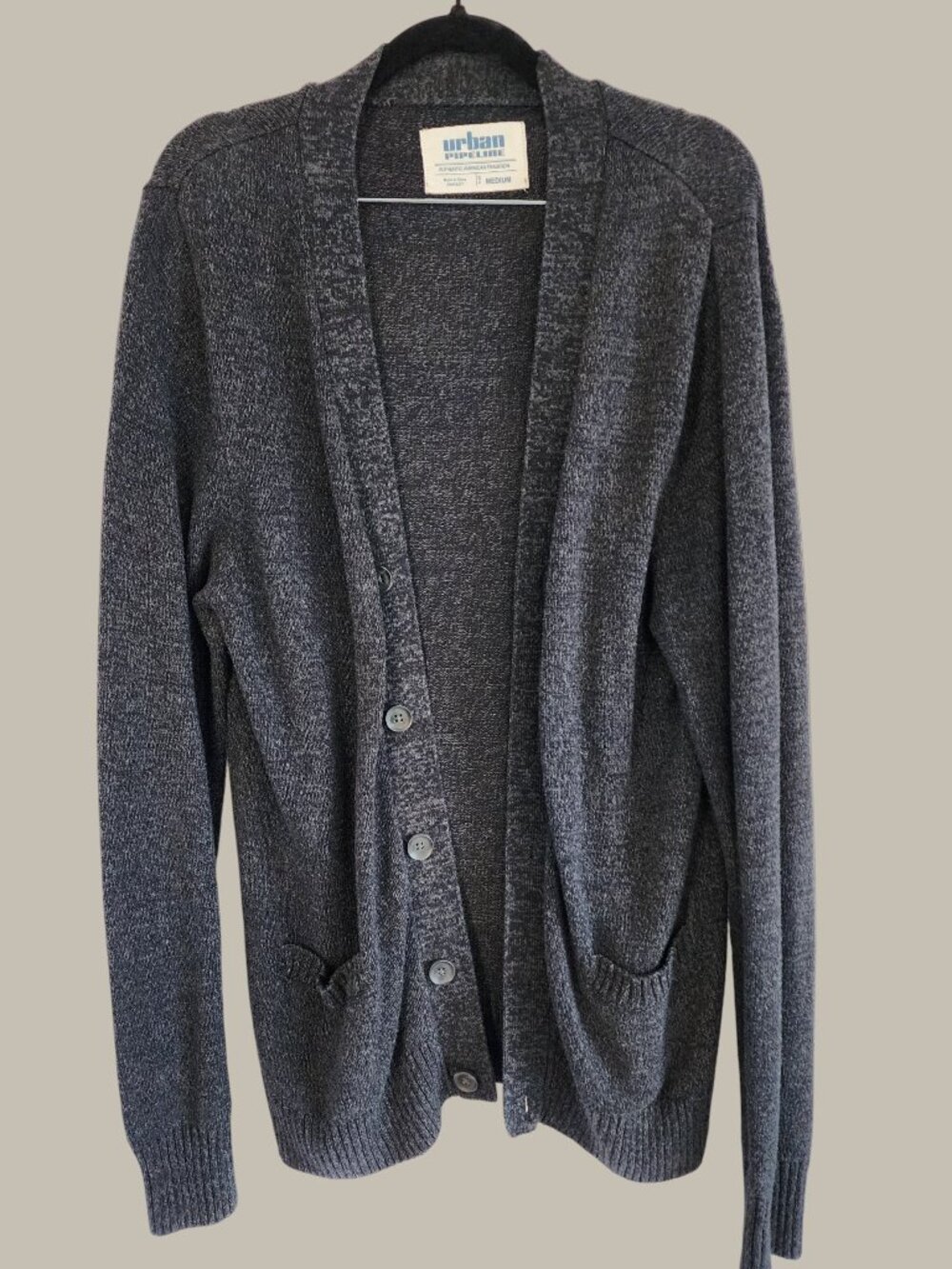 Urban Pipeline Vintage Charcoal Cotton Blend Cardigan – Medium (M)